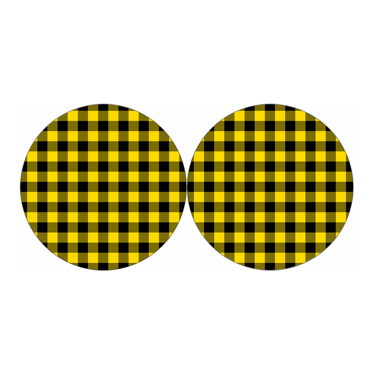 Yellow And Black Buffalo Check Print Car Coasters