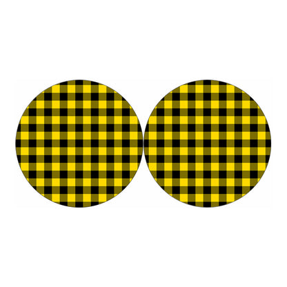 Yellow And Black Buffalo Check Print Car Coasters