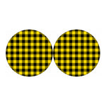 Yellow And Black Buffalo Check Print Car Coasters