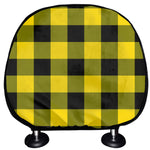 Yellow And Black Buffalo Check Print Car Headrest Covers