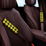 Yellow And Black Buffalo Check Print Car Seat Belt Covers