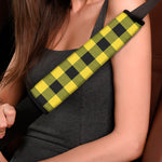 Yellow And Black Buffalo Check Print Car Seat Belt Covers