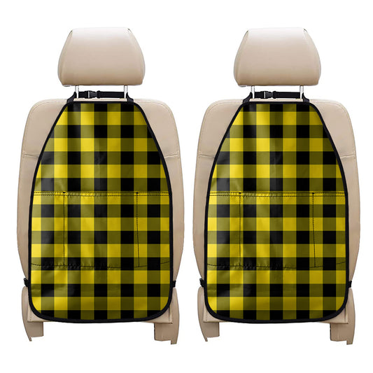 Yellow And Black Buffalo Check Print Car Seat Organizers