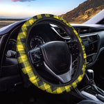 Yellow And Black Buffalo Check Print Car Steering Wheel Cover