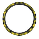 Yellow And Black Buffalo Check Print Car Steering Wheel Cover