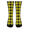 Yellow And Black Buffalo Check Print Crew Socks