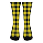 Yellow And Black Buffalo Check Print Crew Socks