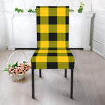 Yellow And Black Buffalo Check Print Dining Chair Slipcover