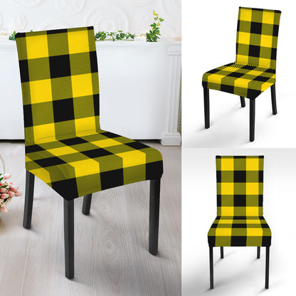 Yellow And Black Buffalo Check Print Dining Chair Slipcover