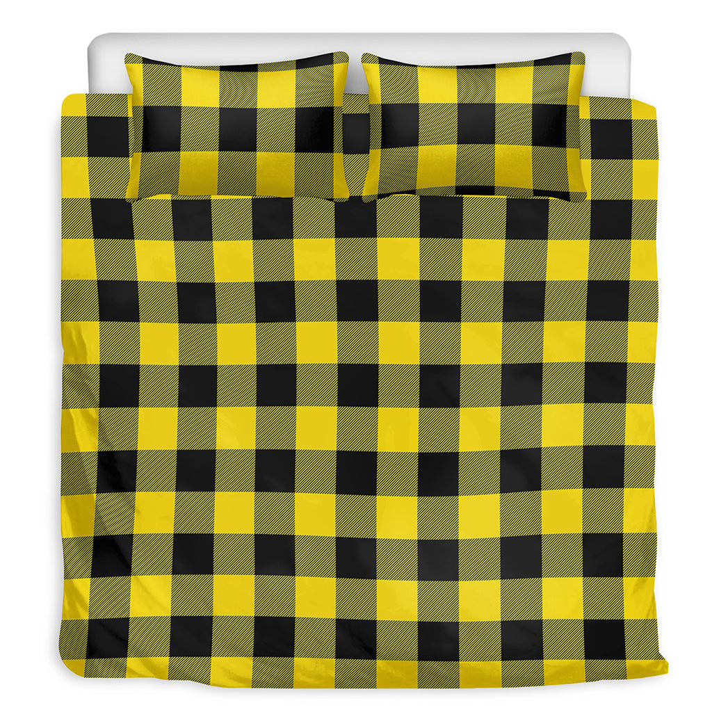 Yellow And Black Buffalo Check Print Duvet Cover Bedding Set