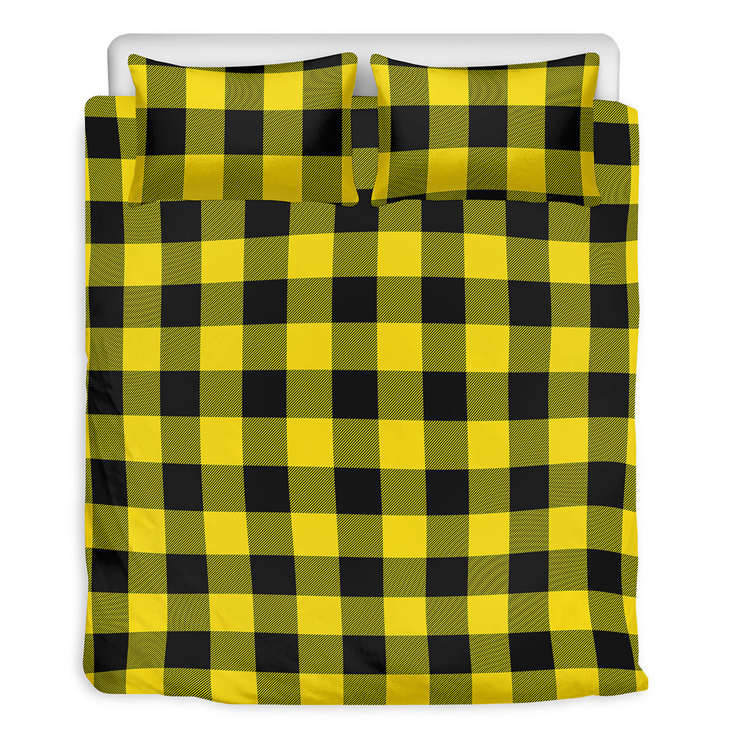 Yellow And Black Buffalo Check Print Duvet Cover Bedding Set