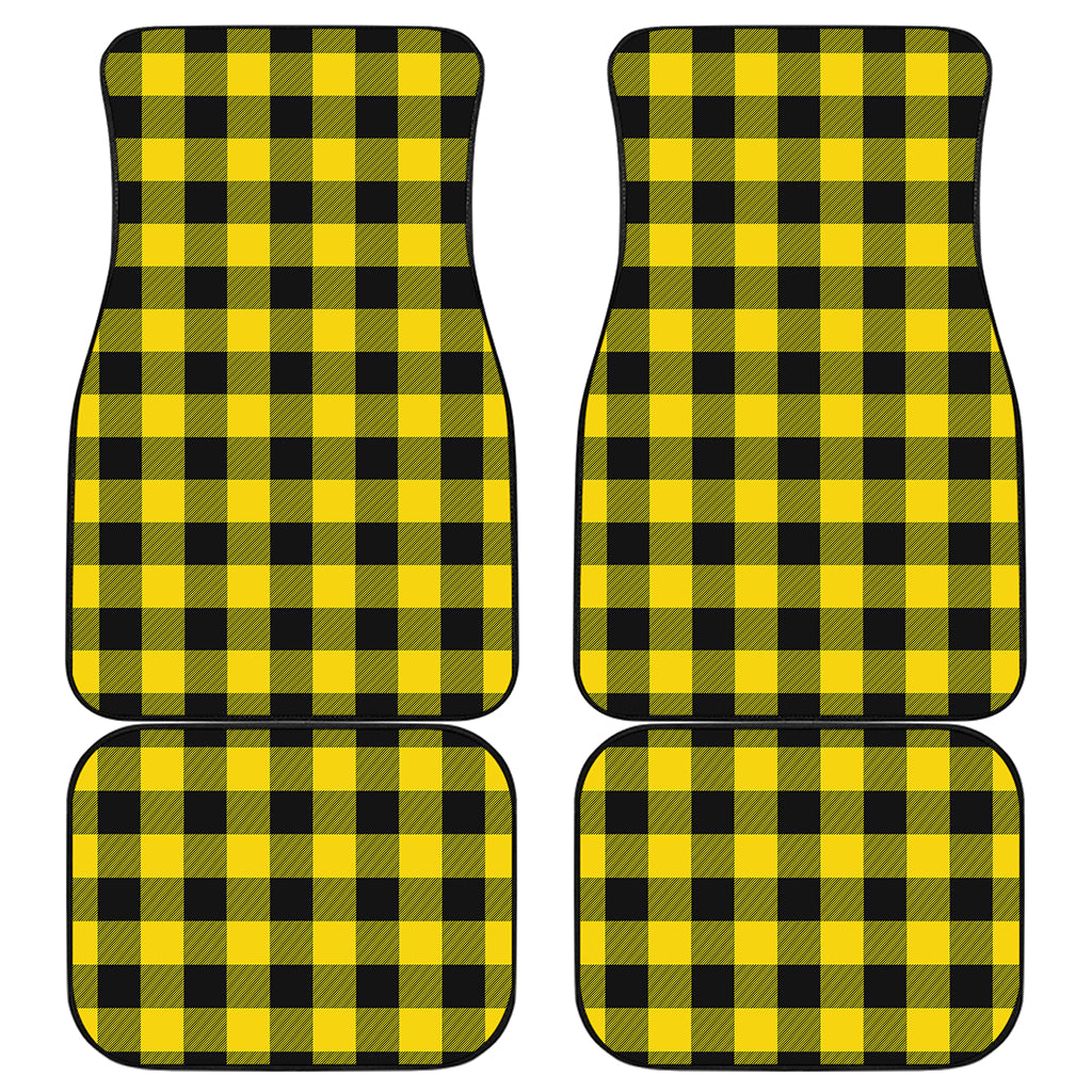Yellow And Black Buffalo Check Print Front and Back Car Floor Mats