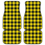 Yellow And Black Buffalo Check Print Front and Back Car Floor Mats