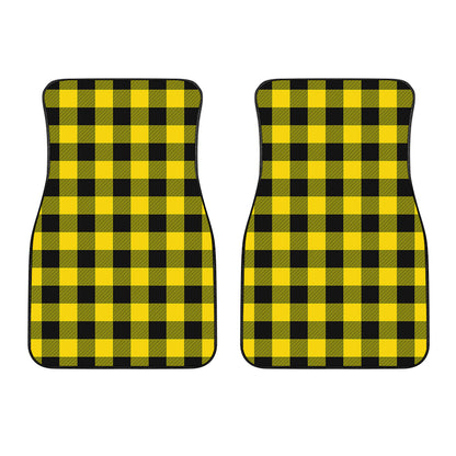 Yellow And Black Buffalo Check Print Front Car Floor Mats