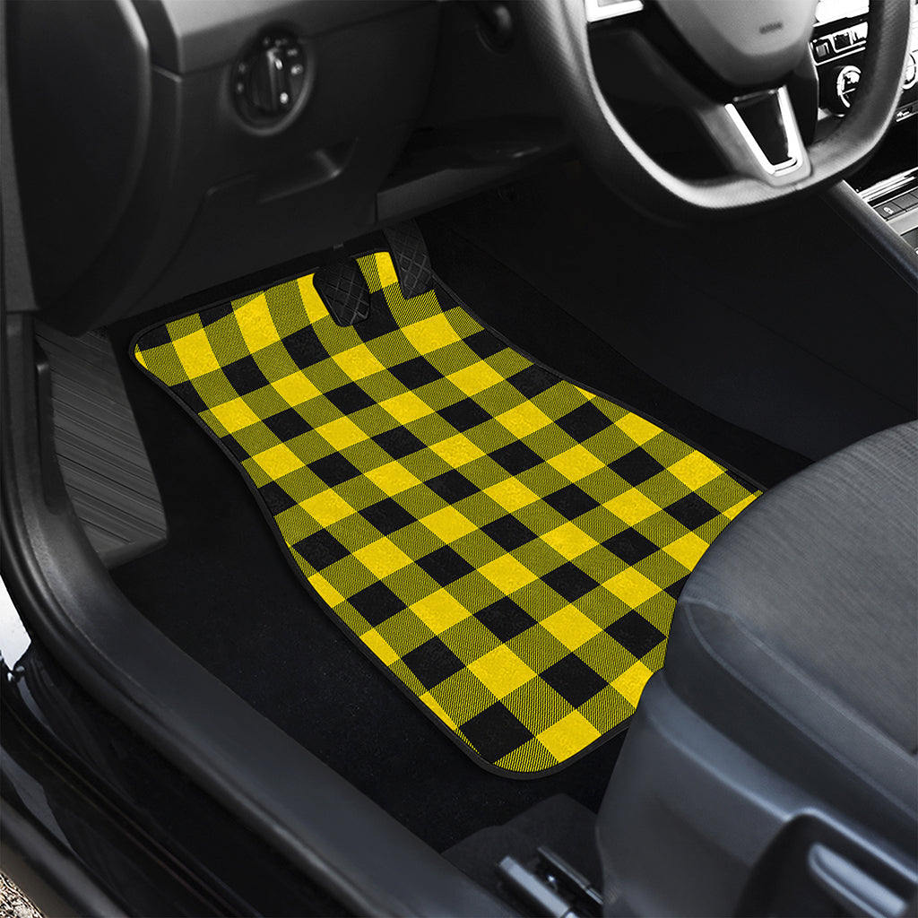 Yellow And Black Buffalo Check Print Front Car Floor Mats