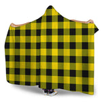 Yellow And Black Buffalo Check Print Hooded Blanket