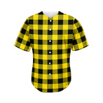 Yellow And Black Buffalo Check Print Men's Baseball Jersey