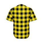 Yellow And Black Buffalo Check Print Men's Baseball Jersey