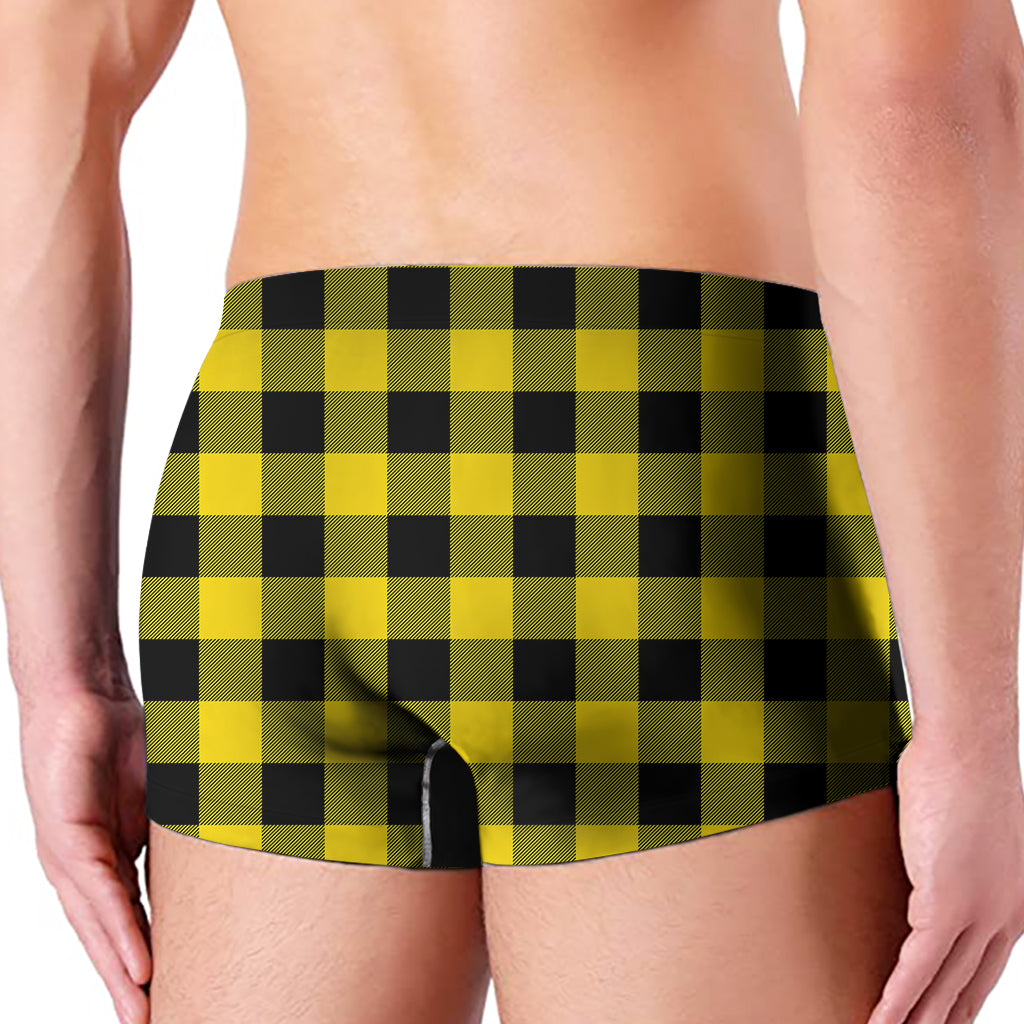 Yellow And Black Buffalo Check Print Men's Boxer Briefs