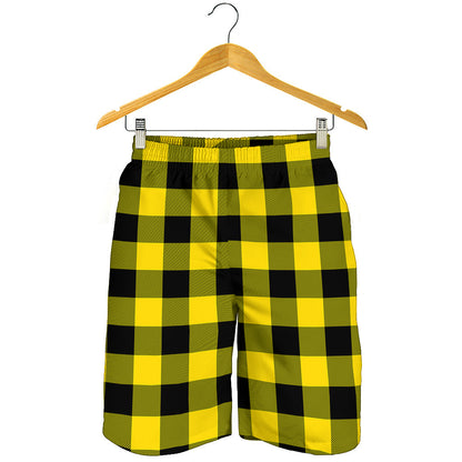 Yellow And Black Buffalo Check Print Men's Shorts