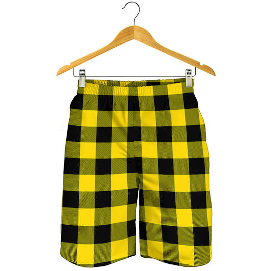 Yellow And Black Buffalo Check Print Men's Shorts