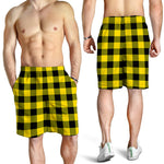 Yellow And Black Buffalo Check Print Men's Shorts