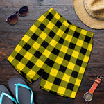Yellow And Black Buffalo Check Print Men's Shorts