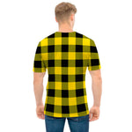 Yellow And Black Buffalo Check Print Men's T-Shirt