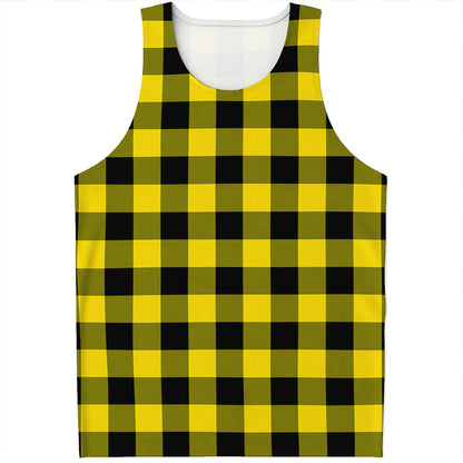 Yellow And Black Buffalo Check Print Men's Tank Top