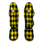 Yellow And Black Buffalo Check Print Muay Thai Shin Guard
