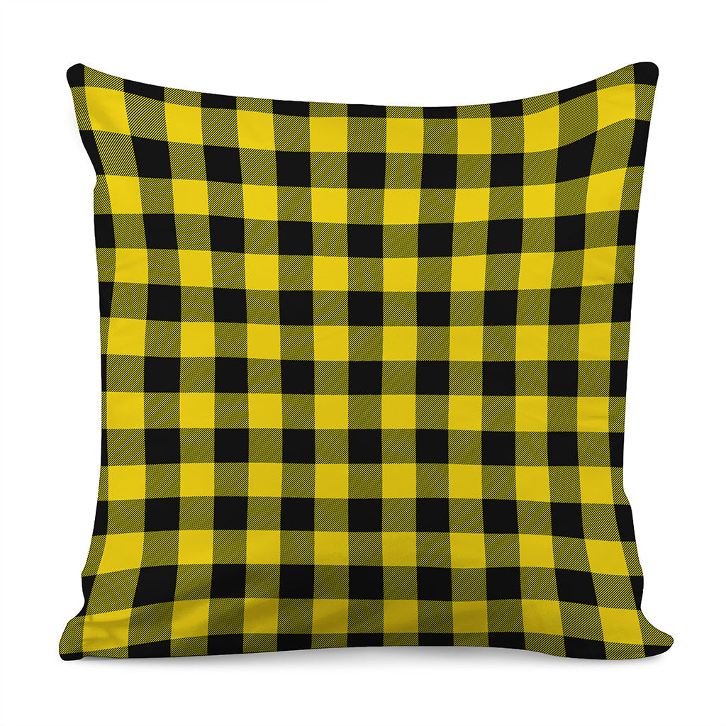Yellow And Black Buffalo Check Print Pillow Cover