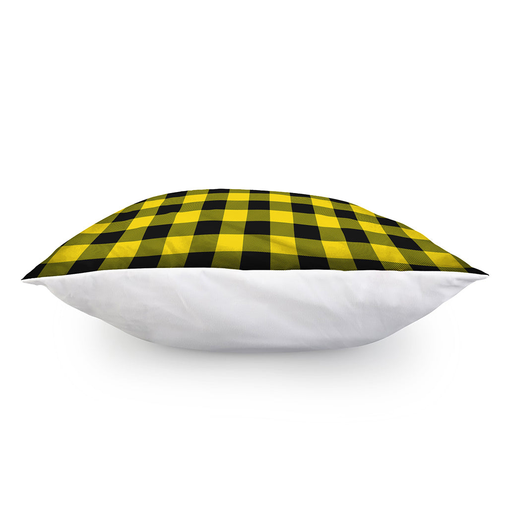 Yellow And Black Buffalo Check Print Pillow Cover