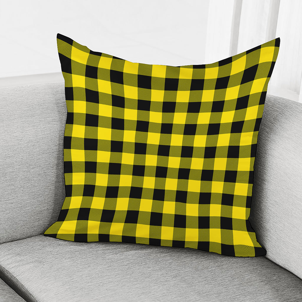 Yellow And Black Buffalo Check Print Pillow Cover