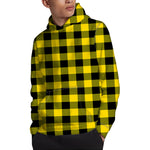 Yellow And Black Buffalo Check Print Pullover Hoodie