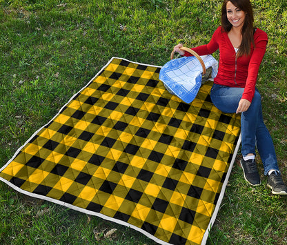 Yellow And Black Buffalo Check Print Quilt