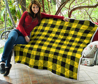 Yellow And Black Buffalo Check Print Quilt