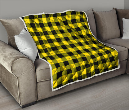 Yellow And Black Buffalo Check Print Quilt