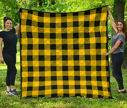 Yellow And Black Buffalo Check Print Quilt