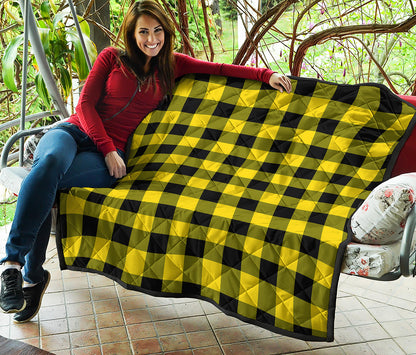 Yellow And Black Buffalo Check Print Quilt