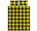 Yellow And Black Buffalo Check Print Quilt Bed Set