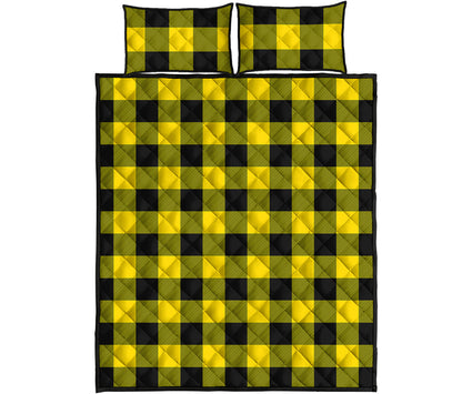Yellow And Black Buffalo Check Print Quilt Bed Set