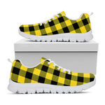 Yellow And Black Buffalo Check Print White Sneakers
