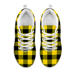 Yellow And Black Buffalo Check Print White Sneakers