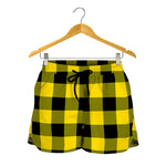 Yellow And Black Buffalo Check Print Women's Shorts