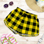 Yellow And Black Buffalo Check Print Women's Shorts