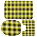 Yellow And Black Check Pattern Print 3 Piece Bath Mat Set