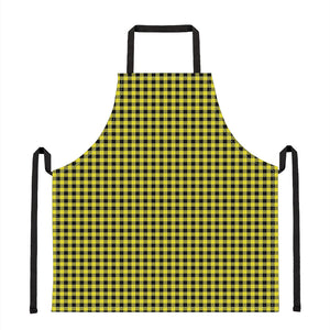 Yellow And Black Check Pattern Print Apron