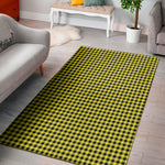 Yellow And Black Check Pattern Print Area Rug