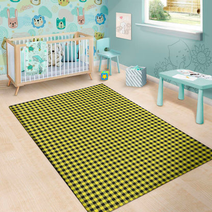 Yellow And Black Check Pattern Print Area Rug