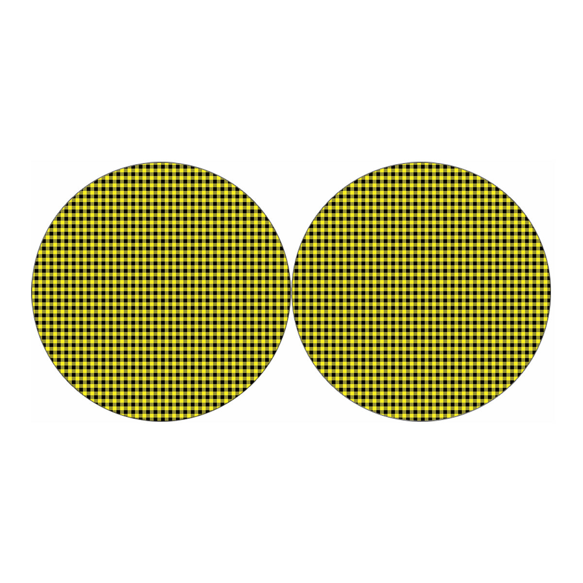 Yellow And Black Check Pattern Print Car Coasters